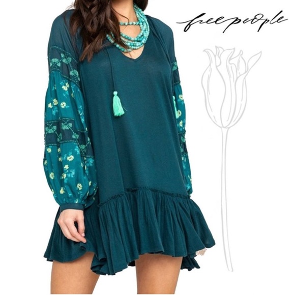 Free People Dresses & Skirts - FREE People Mix It Up Tunic Teal Dress Size XS